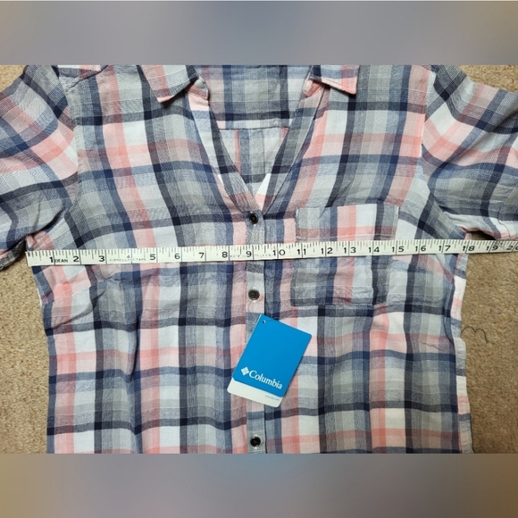 Columbia Plaid Short Sleeve Button Down Shirt! Size Small! NWT! - Picture 9 of 10